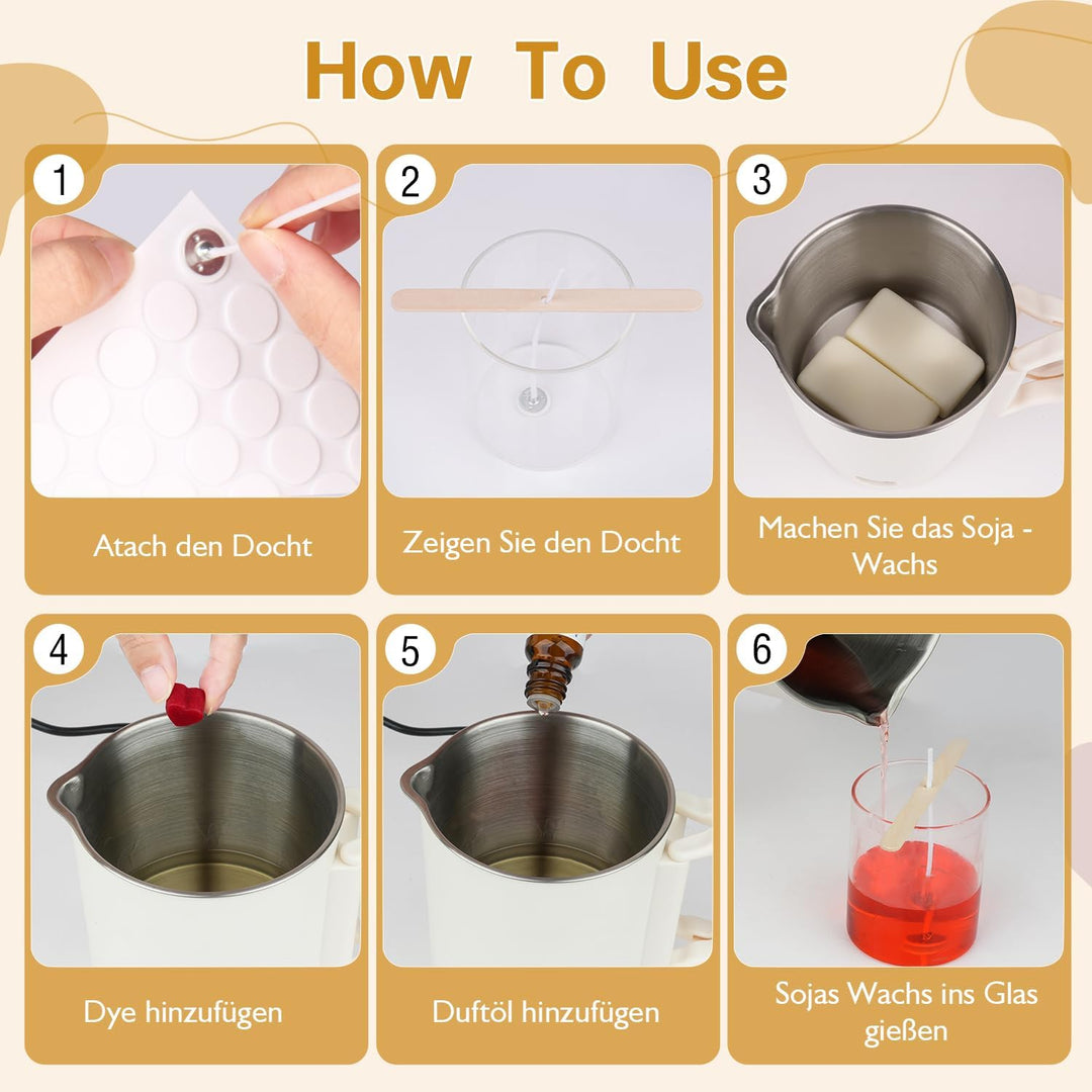 KEARLGMBH Kerzen Selber Machen Set, DIY Kerzenherstellung Kit für Erwachsene Anfänger Kinder mit 8 *