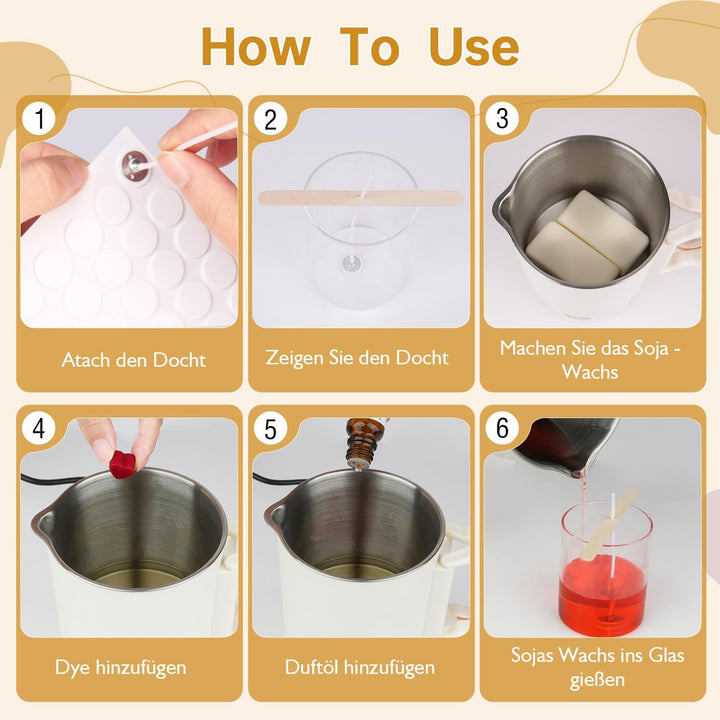 KEARLGMBH Kerzen Selber Machen Set, DIY Kerzenherstellung Kit für Erwachsene Anfänger Kinder mit 8 *