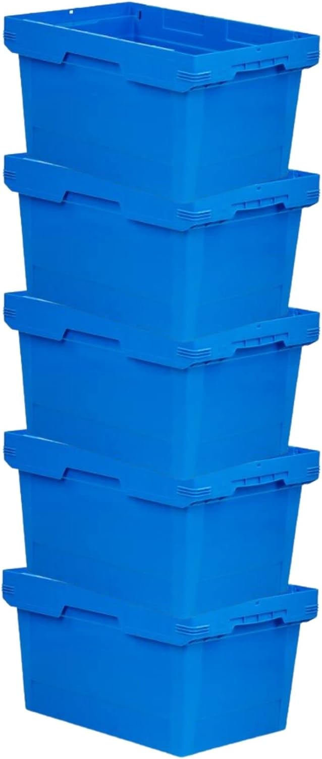 PROREGAL SuperSparSet 5x Conical Mehrweg-Stapelbehälter Blau | HxBxT 32,3x40x60cm | 58 Liter | Lager