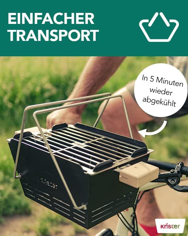 Knister Mobiler Holzkohle-Grill | Ideal Als Camping Grill & Feuerschale | Für 2-6 Personen | Mit Mas
