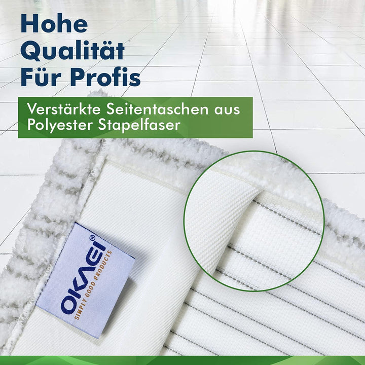 Okaei 10 Stück Wischmopp Bezug (50 cm) - Premium Bodenwischer-Wischbezug aus 100% Microfaser - Bezug