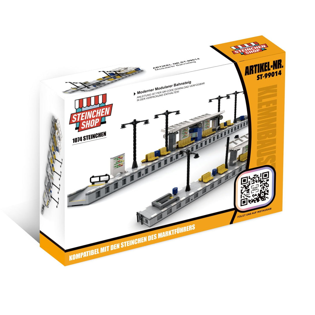 Modularer Bahnsteig aus 1047 Bausteinen kompatibel mit Lego | 106 cm lang – 8 Module flexibel kombin