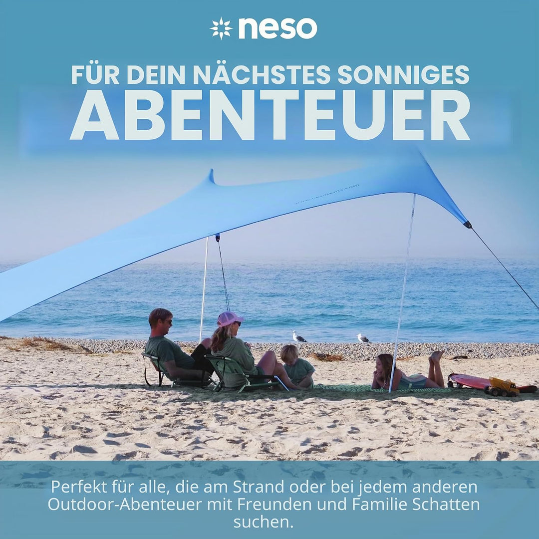 Neso Strandmuschel Gigante 2,5 m hoch 3,3 x 3,3 m | verstärkte Ecken und Kühlfach | Farbe: Immergrün