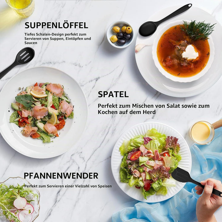 Küchenhelfer Set, 13 Stück Silikon küchenutensilien set, hitzebeständige Antihaft Küchenutensilien K