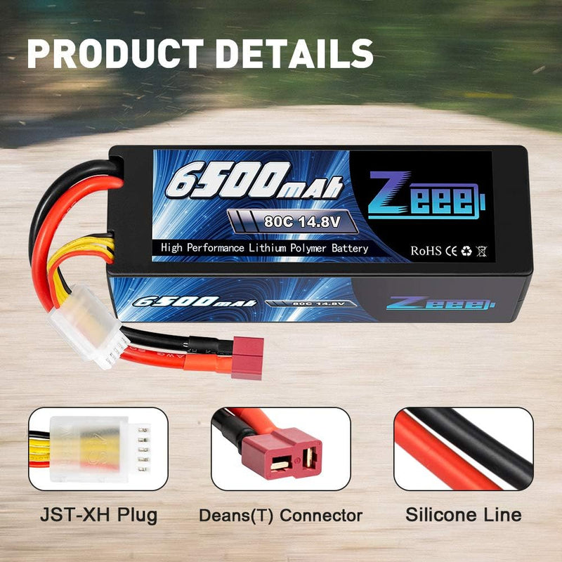 Zeee 4S Lipo Akku 14,8V 80C 6500mAh Hardcase Batterie mit Deans T Stecker für RC Hobby RC Auto RC He