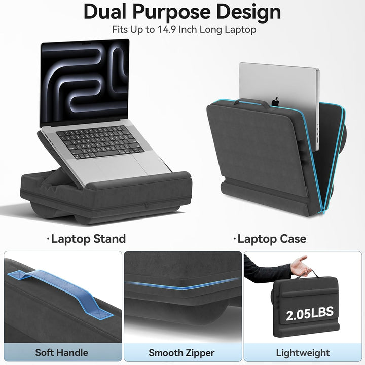 Laptopkissen mit 3 verstellbaren Winkeln, Laptoptisch für Couch mit Handgelenkauflage, Laptop Stand