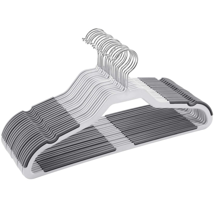 SONGMICS Kleiderbügel, 20 Stück Anzugbügel, flache Bügel mit 360° Drehhaken, doppelter Anti-Rutsch-S
