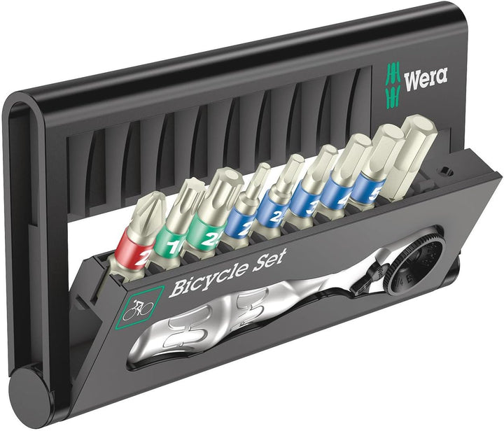 Wera 05004177001 Bicycle Set 9, Fahrrad Werkzeug Satz, 10-teilig 1/4 Tool Check mit Mini Knarre Satz