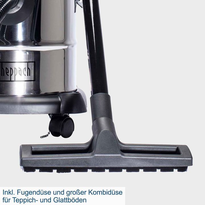 Scheppach Nass- und Trockensauger NTS20 inkl. umfangreichem Zubehörpaket - 1200 W | 20 L Edelstahlbe