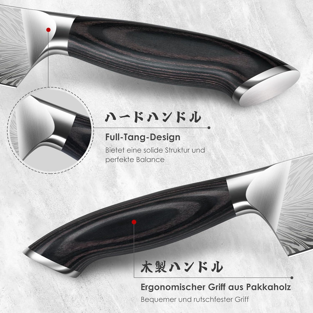 SHAN ZU Kochmesser aus Pulverstahl, Japanisches Küchenmesser, 20 cm Professionelle Chefmesser mit Ho