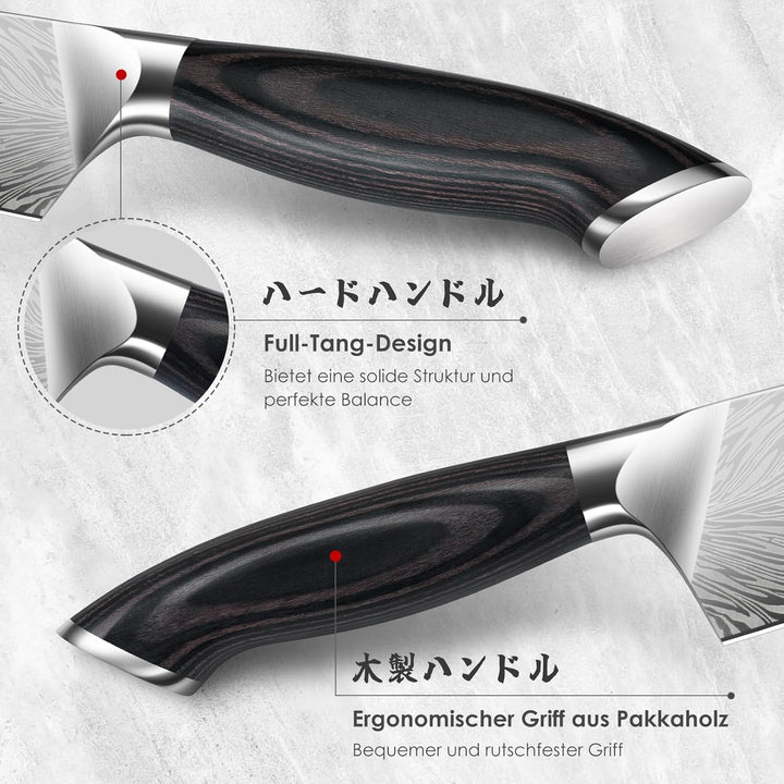 SHAN ZU Kochmesser aus Pulverstahl, Japanisches Küchenmesser, 20 cm Professionelle Chefmesser mit Ho