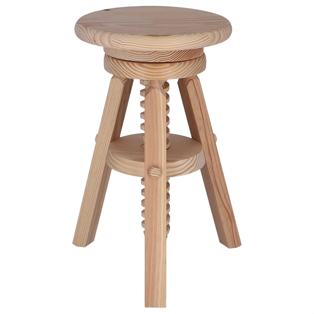 WELL HOME MOBILIARIO & DECORACIÓN Runder Drehhocker aus Holz, lackfrei, 29 x 29 x 64 cm