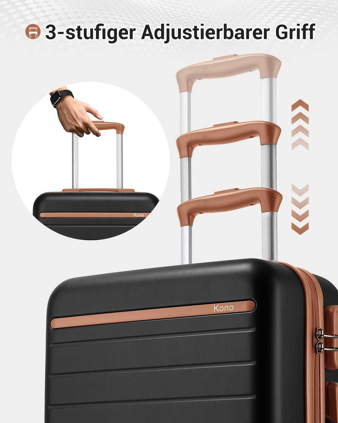 KONO Handgepäck Koffer 55x40x20cm, 34L Hartschalen Reisekoffer für Kurztrips und Business, Koffer Tr