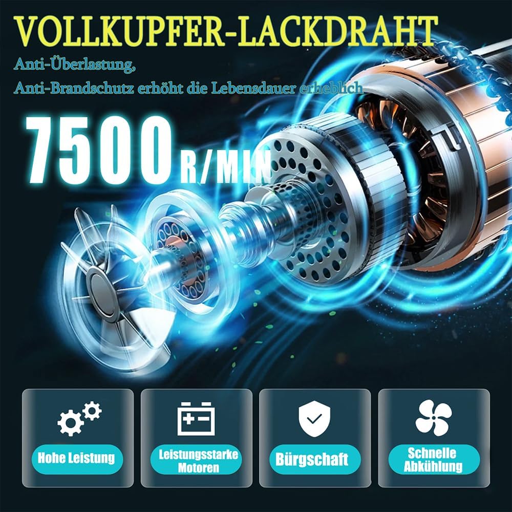 Bürstenloser Akku Winkelschleifer,Ersatz für Makita 18V Akku,11000U/min Elektro-Winkelschleifer,125