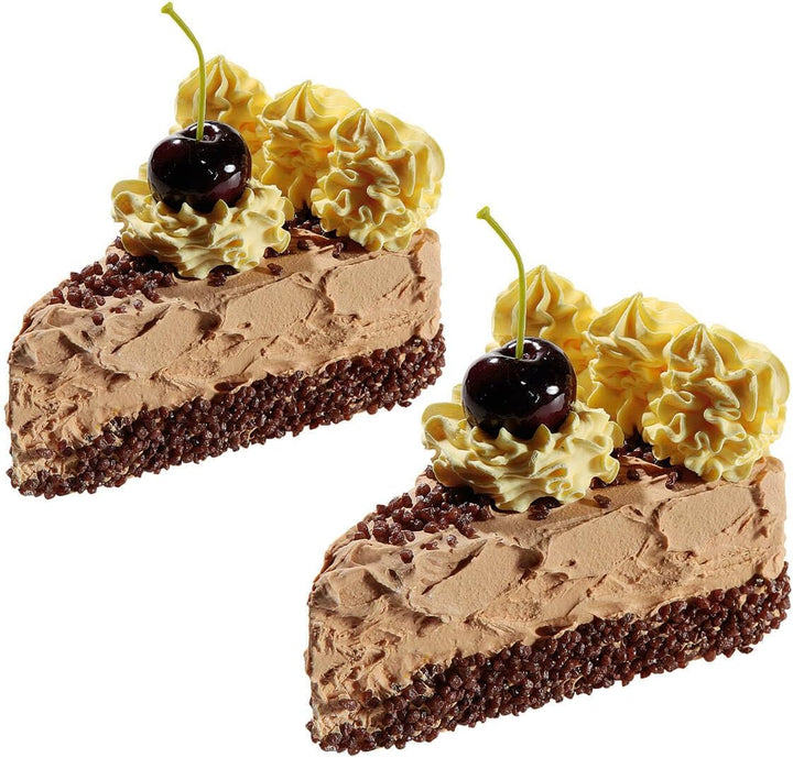 Deko Dummy Schokotorten mit Kirschen Lebensmittel-Attrappen braun 12,5 cm Imitat