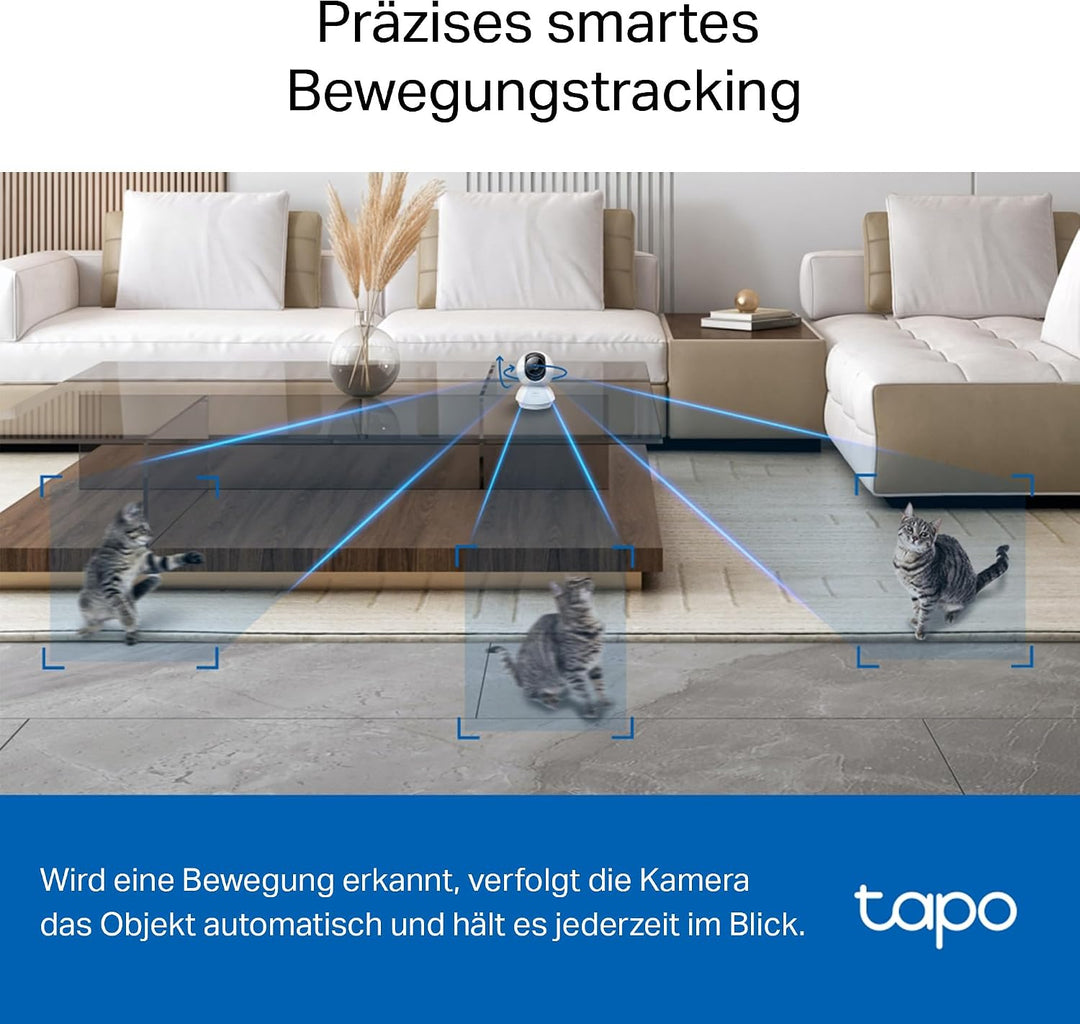 Tapo C230 3K 5MP Überwachungskamera innen 360°, WLAN 2,4GHz, KI-Erkennung, Nachtsicht, Bewegungserke