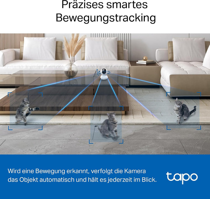 Tapo C230 3K 5MP Überwachungskamera innen 360°, WLAN 2,4GHz, KI-Erkennung, Nachtsicht, Bewegungserke