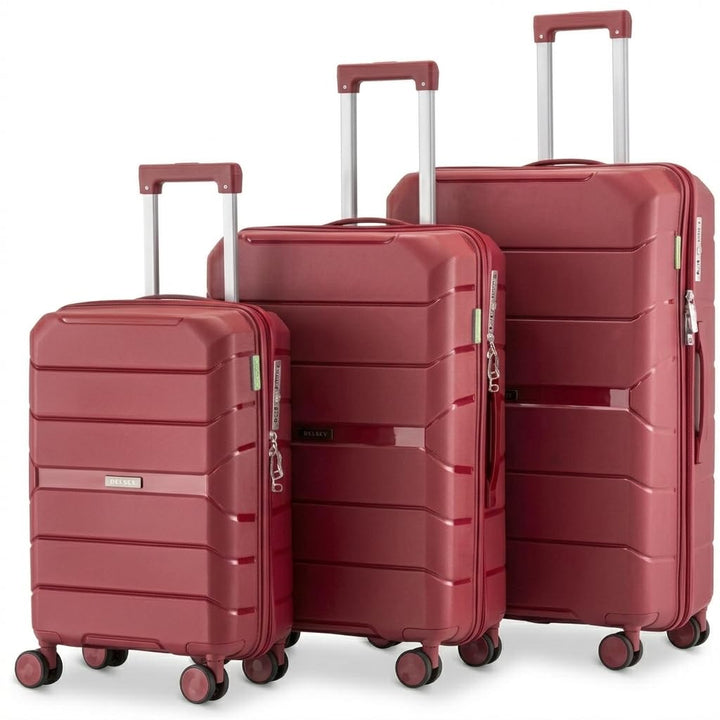 Urban Adventurer Kofferset 3-teilig 232L – Rot – Hartschalenkoffer mit Zahlenschloss & 4 Rollen Rot