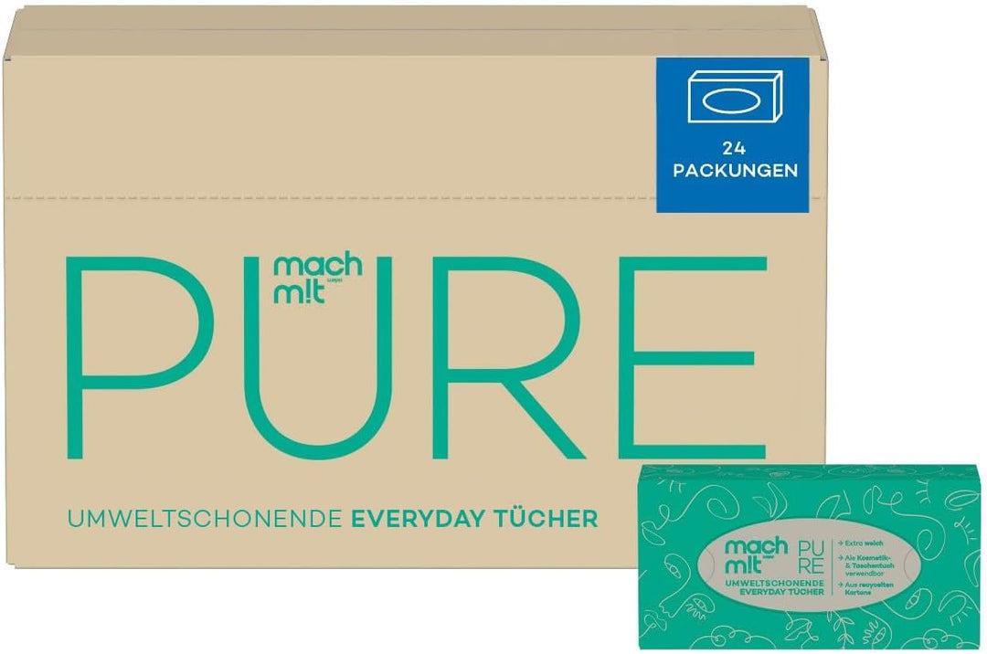 machm!t PURE Kosmetiktücher + Box 4-lagig – extrem weich & besonders nachhaltig dank 100% Recyclingp