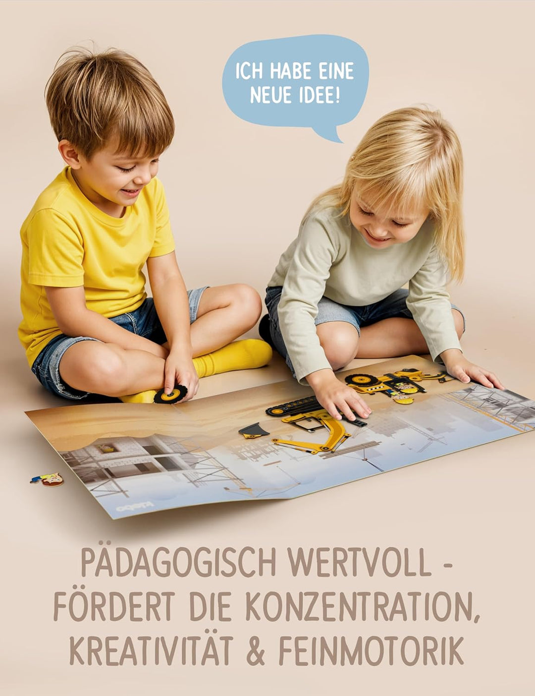 Baustelle - Das erste Stickerbuch für Kinder zum Tüfteln, Bauen & Kombinieren - Wiederverwendbares S