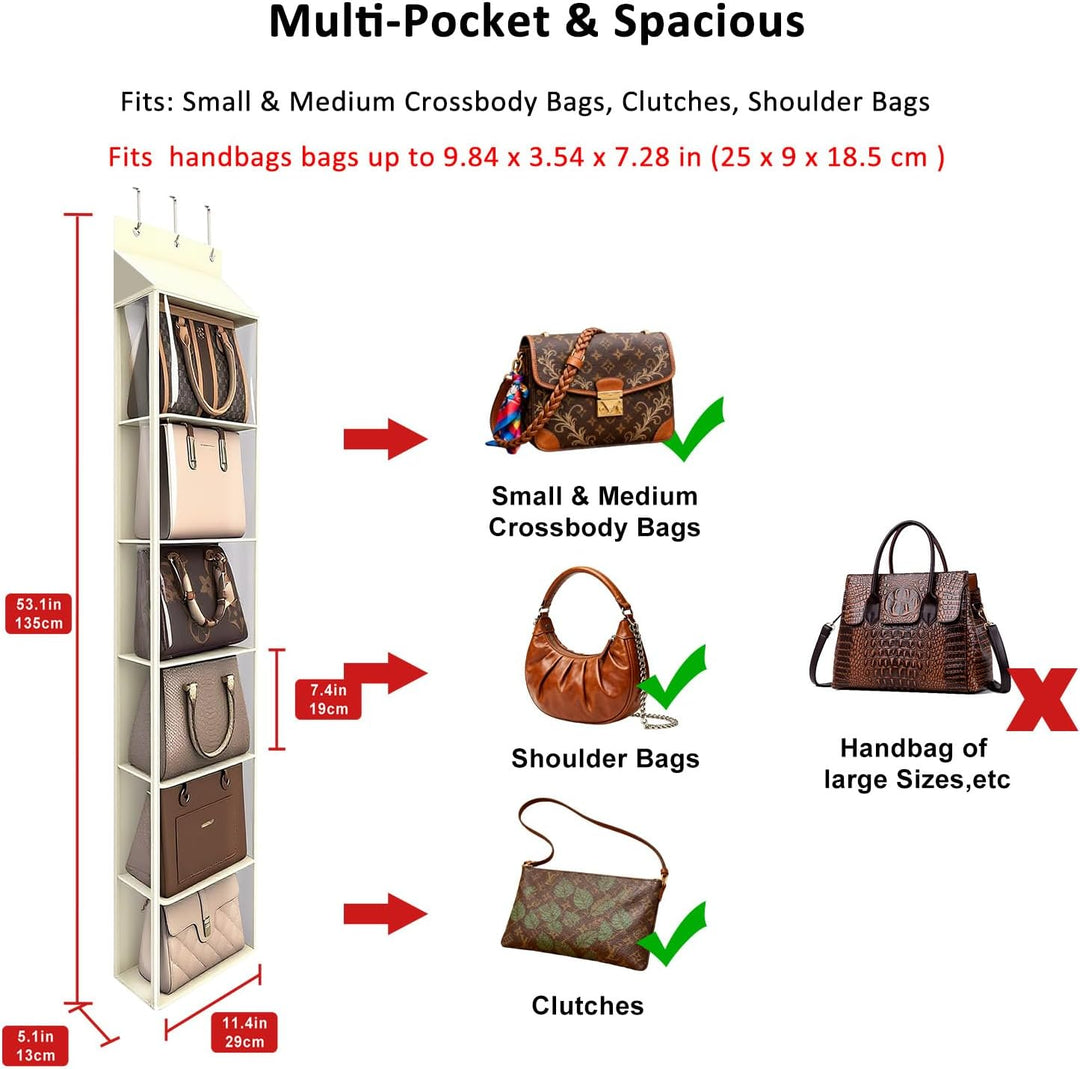 Lirex Geldbörsen-Organizer, 6 Taschen Handtaschen-Organizer mit Reissverschluss zum Aufhängen, für S