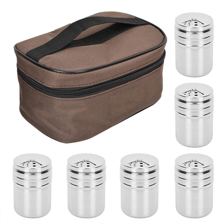 Gewürzglas,6Pcs Gewürzglas Pfeffer Salz Topf Gewürzdose mit Aufbewahrungstasche Outdoor Camping BBQ