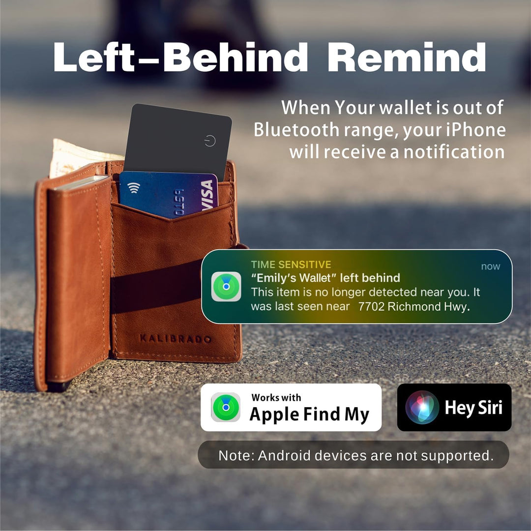 Reyke Wallet-Tracker-Karte, kompatibel mit Apple Find My, 2er-Pack, flach | Flache, wiederaufladbare
