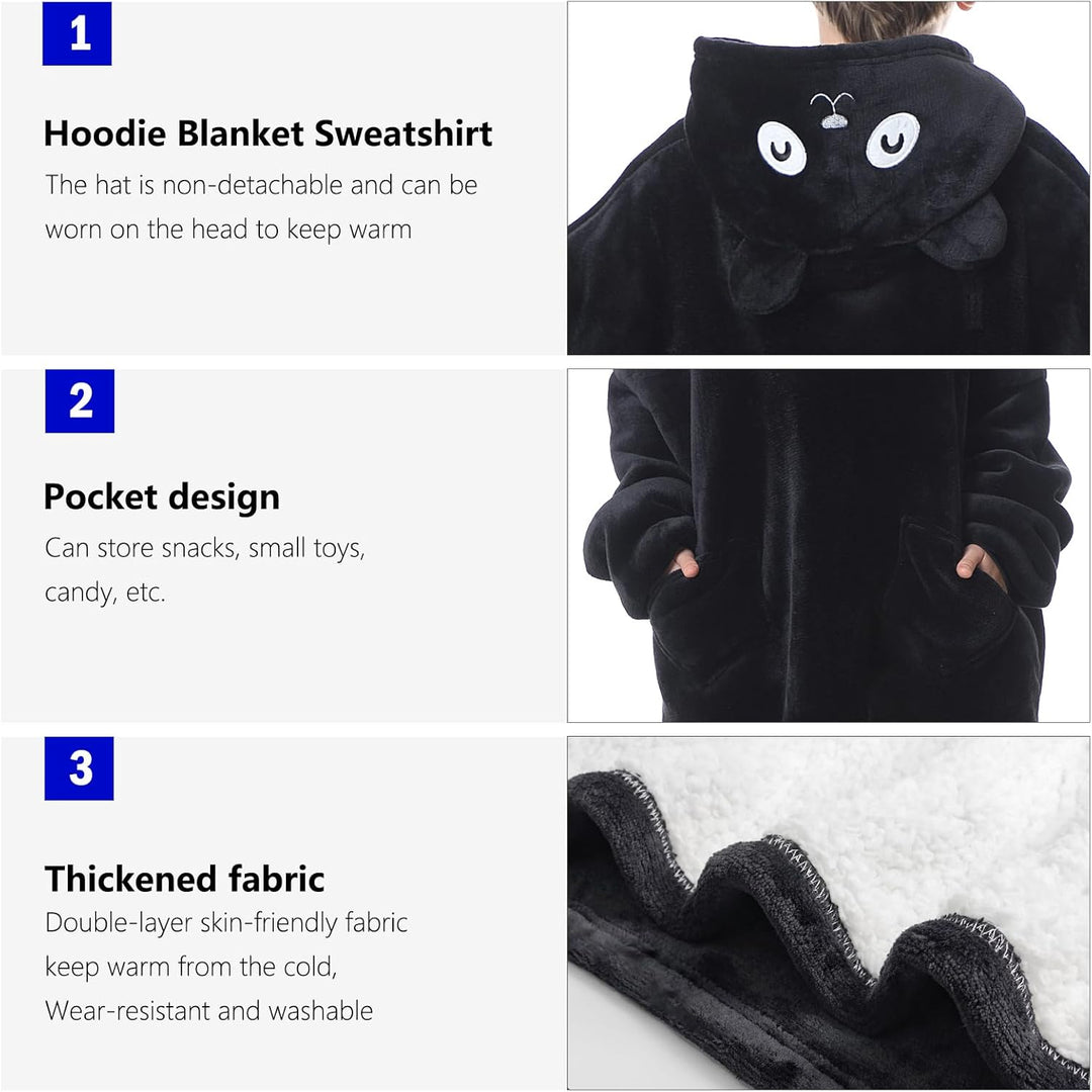 MOKANI ÜBergrossE Hoodie Decke Kinder mit äRmel Tragbare Kapuzenpullover, Super Weich Warmes Bequeme