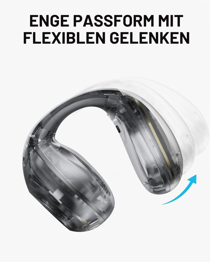 soundcore C40i von Anker, Open-Ear Earbuds, Clip-On Kopfhörer, flexibles Gelenk-Design, Tastensteuer