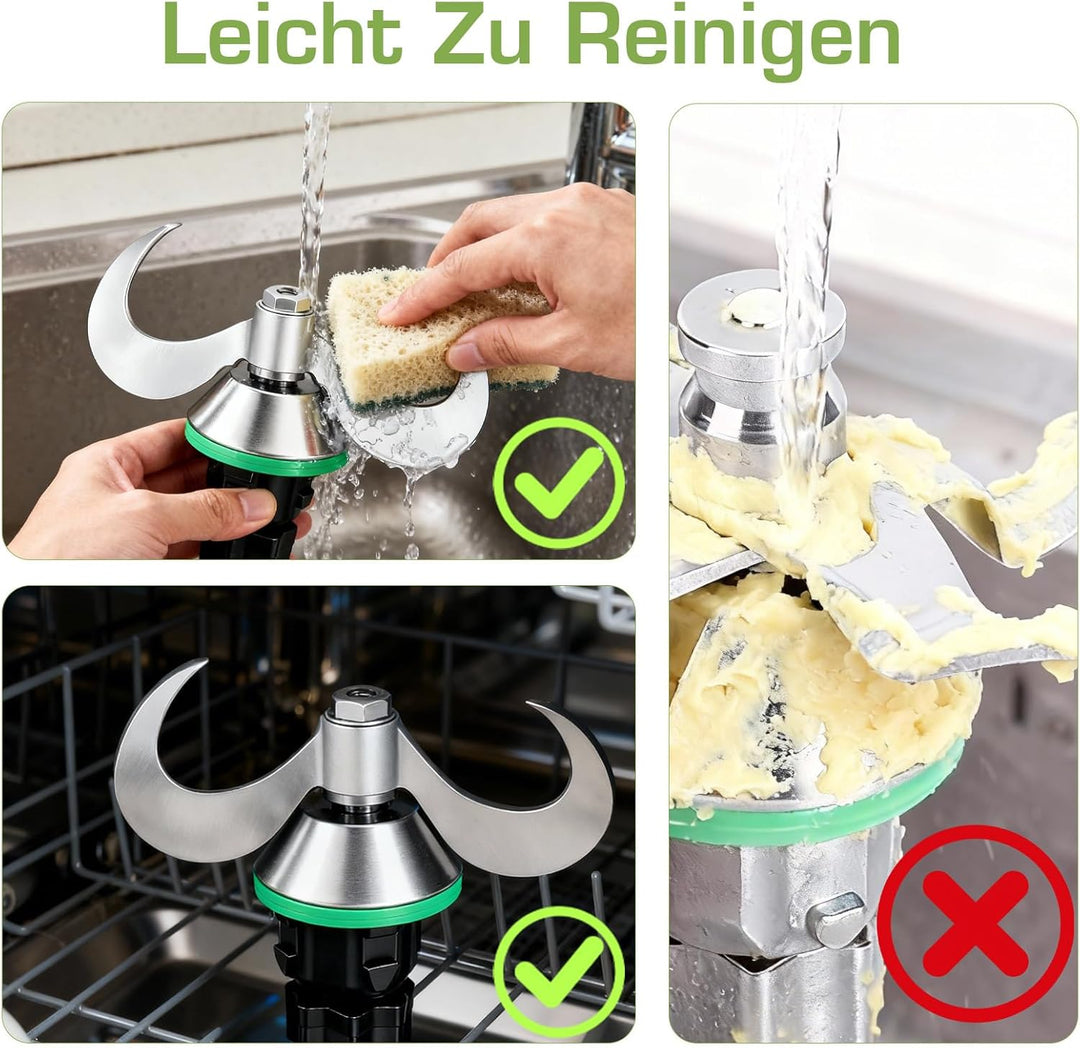 Teigmesser für Thermomix TM6, Edelstahl Teigmischmesser set für Thermomix TM5,TM6,TM7, Kein Teig-Rüc