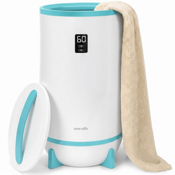 SereneLife Handtuchhalter Stehend Blau – Elektrischer Handtuchwärmer für 2 Handtücher Energiesparend