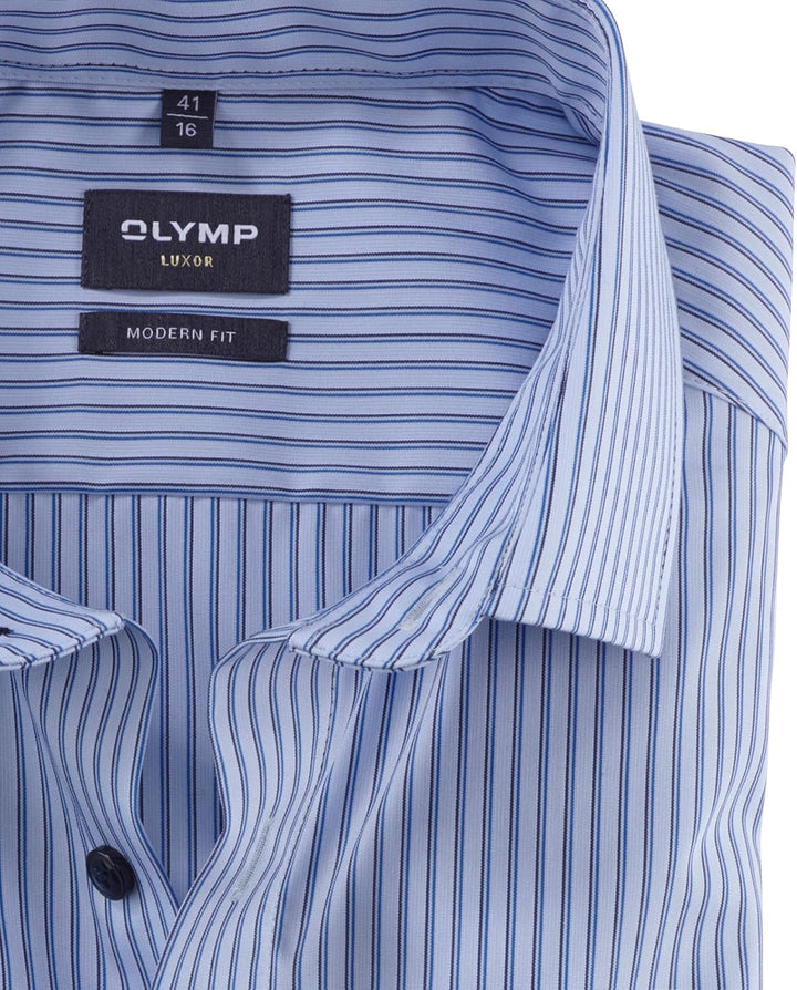 OLYMP Herren Businesshemd Langarm Luxor,Gestreift,modern fit,Global Kent, Bleu 11