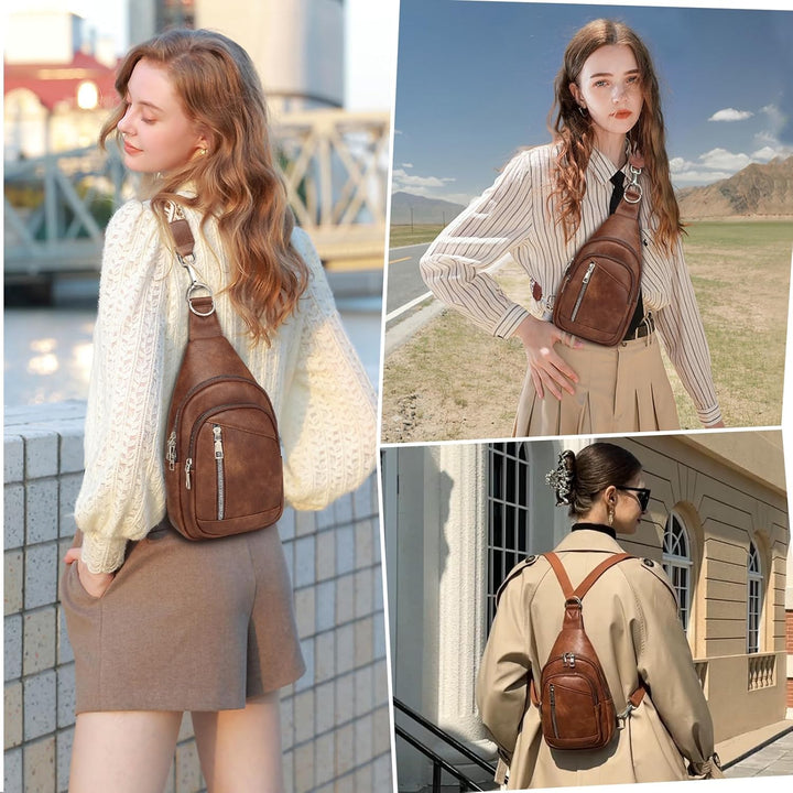 Travistar Sling Bag Brusttasche Damen Herren 2 in 1 Rucksack Damen Klein mit 2 Abnehmbare Schultergu