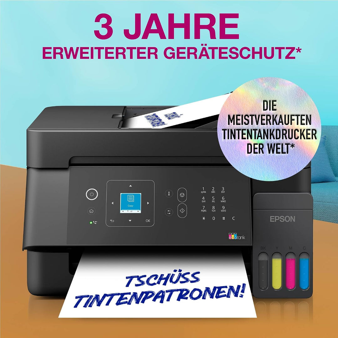 Epson EcoTank ET-4900 | Wi-Fi und Ethernet | A4 | Drucken, Kopieren, Scannen, Faxen | LC-Display | A
