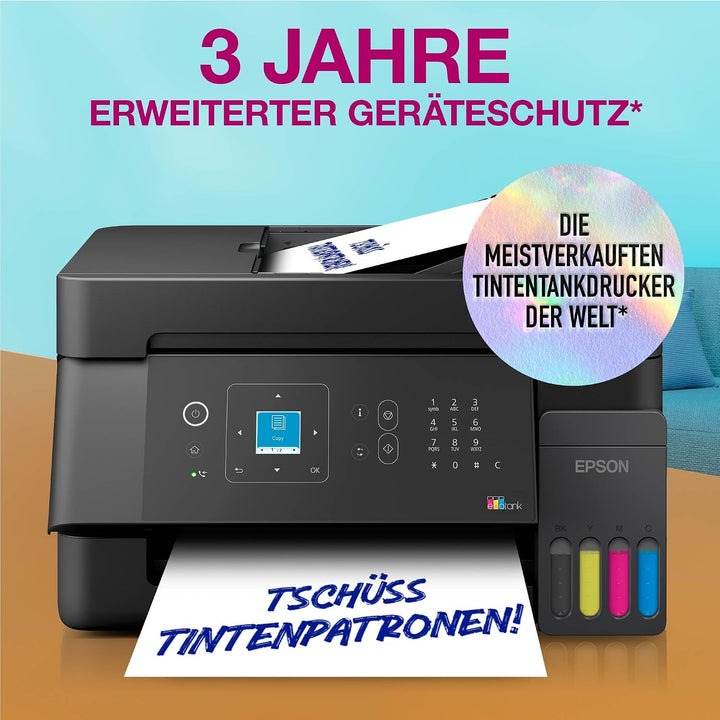 Epson EcoTank ET-4900 | Wi-Fi und Ethernet | A4 | Drucken, Kopieren, Scannen, Faxen | LC-Display | A