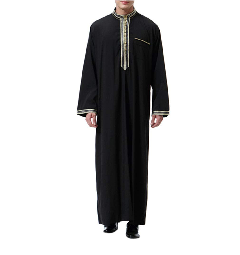 Kaftan Herren Lang Gebetskleidung für Männer Islamische Kleidung Herren Muslim Kleid Langarm Arabisc
