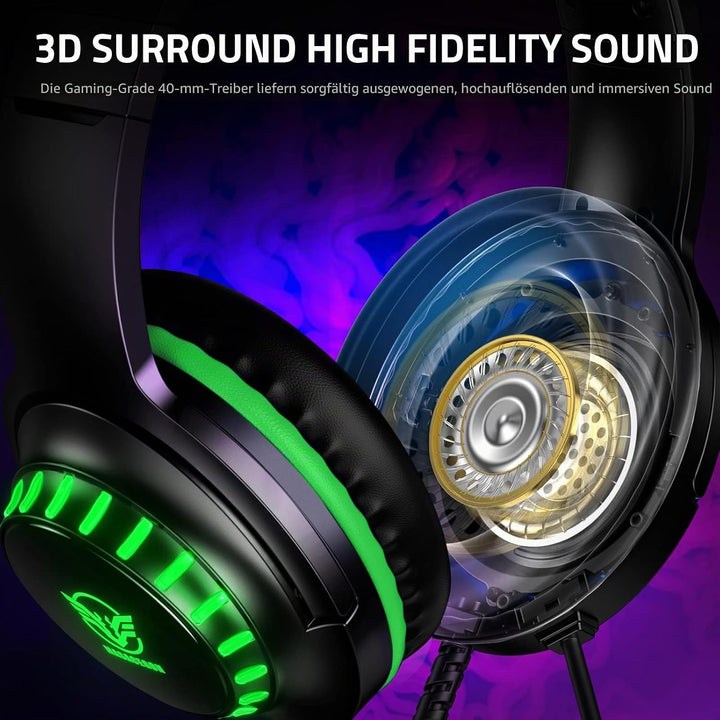 Pacrate Gaming Headset für PS4/PS5/Xbox One/PC/Nintendo Switch, PS4 Kopfhörer mit Kabel Xbox Headset
