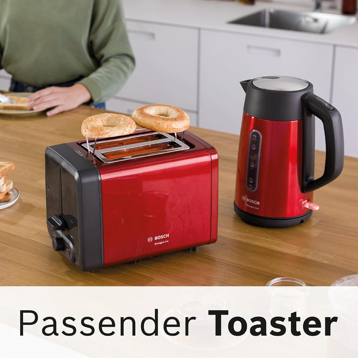 Bosch kabelloser Wasserkocher DesignLine TWK4P434, Ausgiessen ohne Spritzer, Tassenanzeige, Wasserst