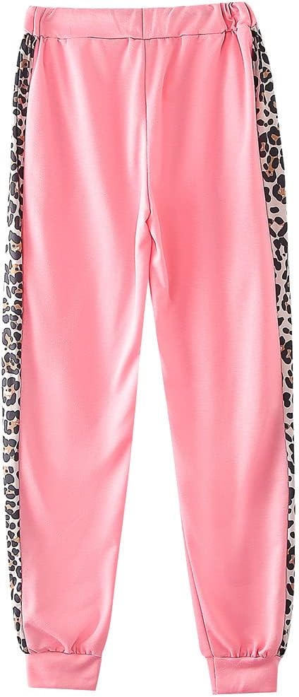 amropi Traingsanzug Damen Jogginganzug Leopard Kapuzenpullover Lange Ärmel Top + Hose Sportanzug 2 S