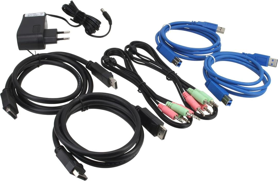 InLine 63622I KVM Desktop Switch, 2-fach, DisplayPort, USB 3.0 Hub, mit Audio