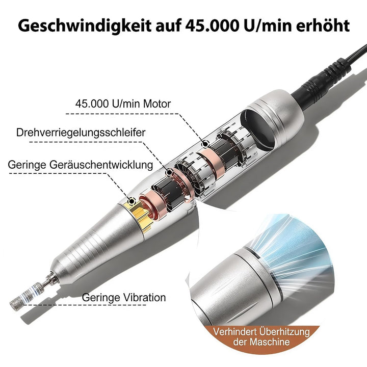 Elektrisch Nagelfräser Professionelle, 45000 U/Min Nagelfräser für Gelnägel, Elektrische Nagelfeile