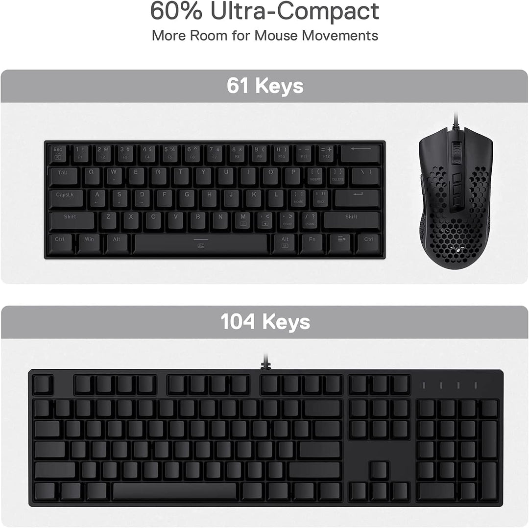 Redragon K630 Dragonborn 60% kabelgebundene RGB-Gaming-Tastatur, 61 Tasten kompakte mechanische Tast