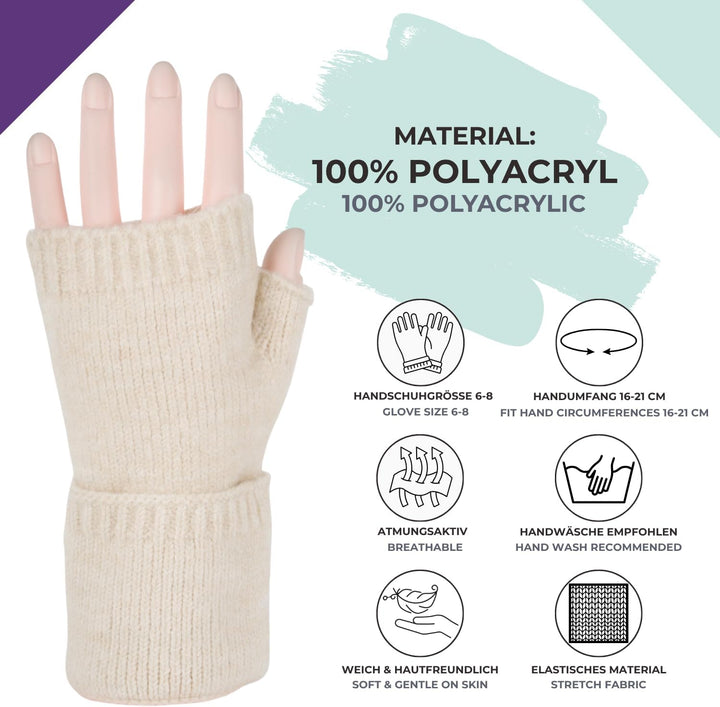 styleBREAKER Damen Fingerlose Strickhandschuhe Elastischer Bund Eisblau, Eisblau