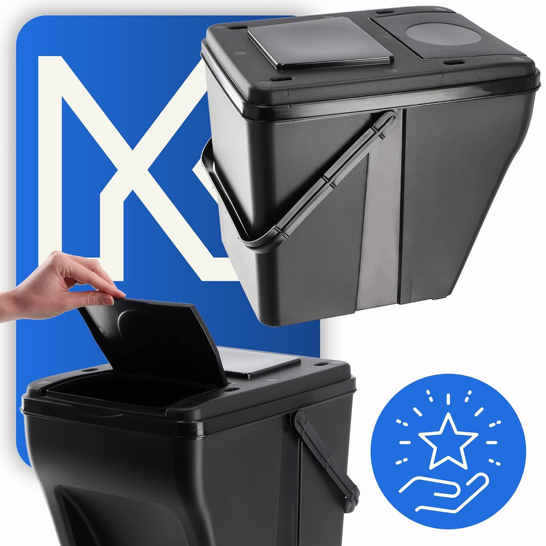 KADAX Mülltrennsystem, modularer Mülleimer aus Kunststoff, Recycling-Eimer für die Küche und das Bad
