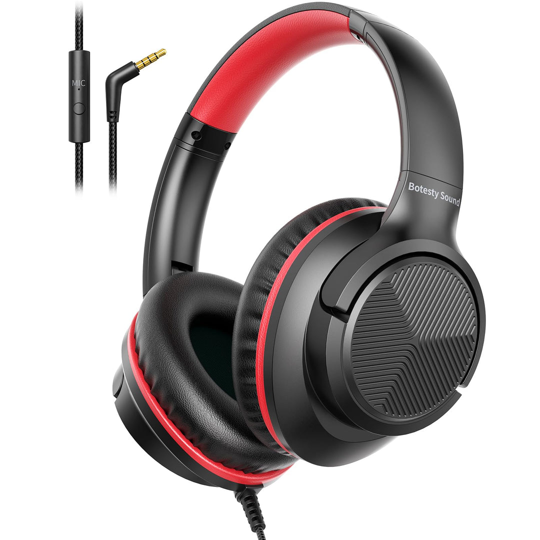 Kopfhörer mit Kabel und Mikrofon, Over-Ear Kabelkopfhörer mit 3,5mm Klinkenstecker, Faltbar Kabelgeb