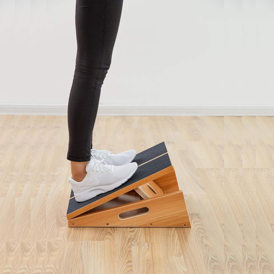 StrongTek Professionelles Slant Board Schrägbrett aus Holz, Verstellbarer und tragbarer Wadendehner,