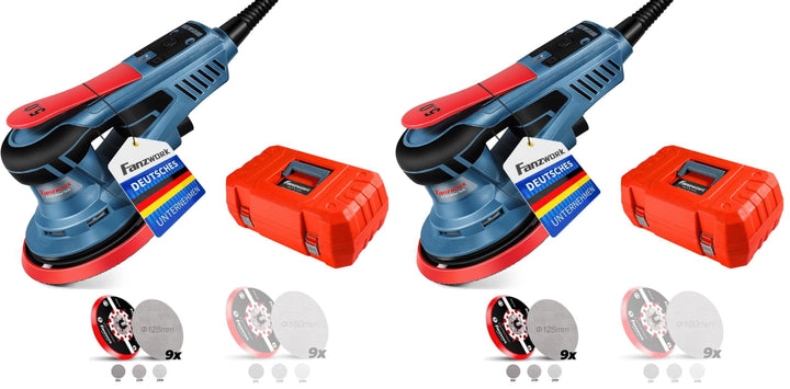 FANZWORK Bürstenloser Exzenterschleifer HG0024,mit 125mm/150mm Schleifteller,5mm Schleifhub, 7-Stufi