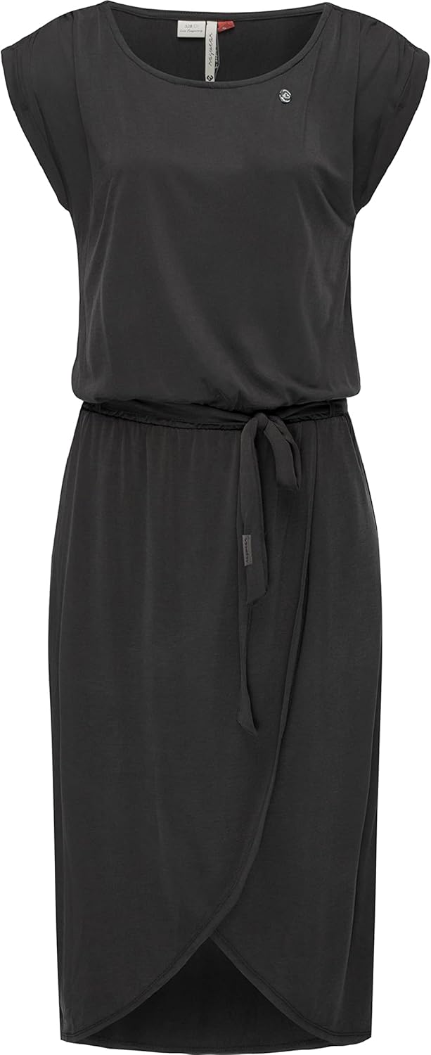 Ragwear Damen Kleid Midi Sommerkleid Ethany XS-XXL XS Schwarz, XS Schwarz