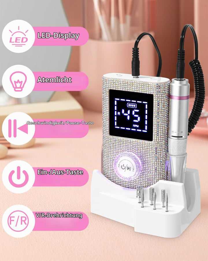 Elektrische Nagelfeile, Nagelfräser, für Gelnägel, Elektrische Nagelfeile, 45000 U/min, Fräser für G