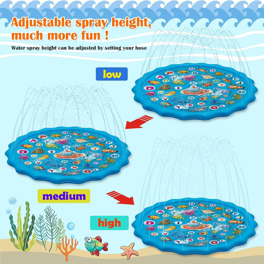 Paochocky Sommer Sprinkler Wasserspielmatte 170 cm Grosses Runden Aufblasbar Splash Spielmatte Outdo